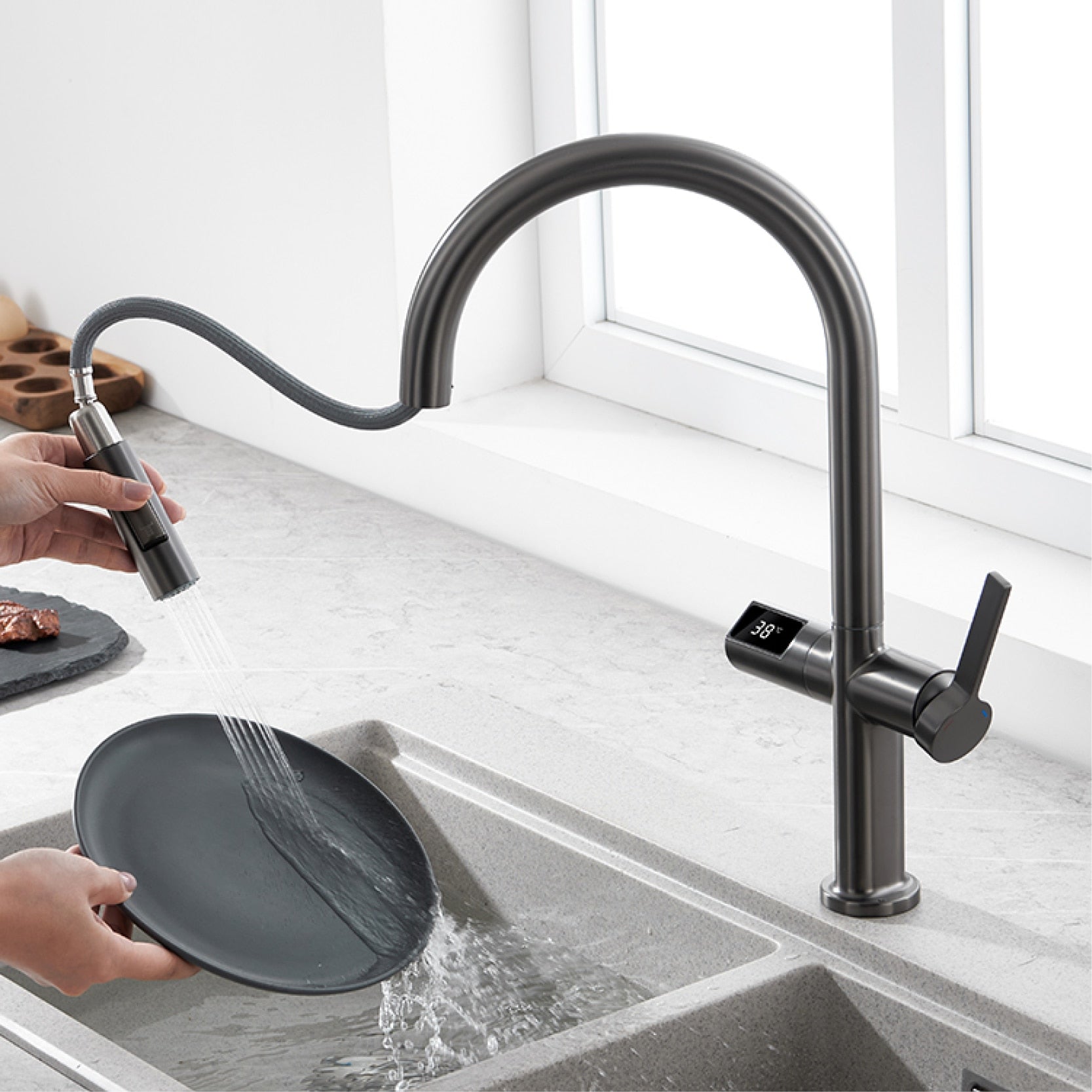Kitchen Pull-Out Faucet with Digital Display